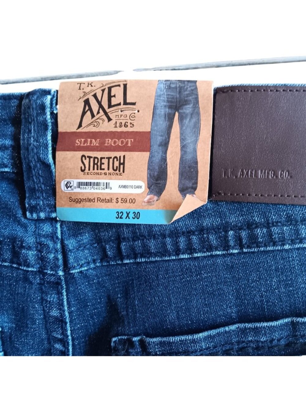 Jeans 32x30 Western Slim Boot Cut Stretch TK Axel Blue Mens Size MSRP $59.00 NEW